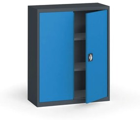 Szafa metalowa, 1150 x 950 x 400 mm, 2 półki, antracyt/niebieska