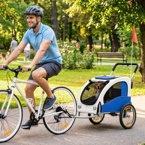PawHut Przyczepka rowerowa 2 w 1 składany wózek dla małych i średnich psów do 20 kg, jasnoszary | Aosom PL