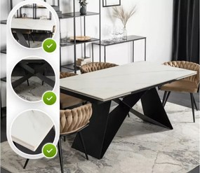 Rozkładany stół Otino z ceramicznym blatem – nowoczesny stół 160–240 cm