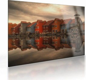 Obraz na szkle - kolorowe domy (70x50 cm)