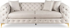 Sofa SORRENTO 3S Trzyosobowa Kremowa Welurowa Nowoczesna Glamour