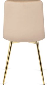 Krzesło Tapicerowane do Salonu YORK Kremowe Welurowe Glamour