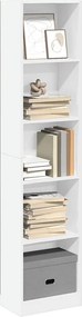 Biała biblioteczka 40x24x176 cm z drewna inżynieryjnego, otwarte półki, pojemne i odporne na wilgoć
