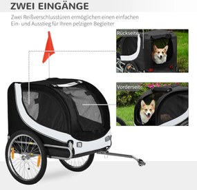 PawHut przyczepa rowerowa dla psów z uniwersalnym sprzęgłem stalowa biały+czarny
