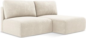 Otwarty Prawy narożnik z funkcją spania - z tkaniny szenilowej - jasny beż - KONA