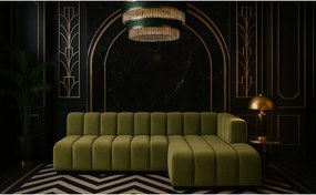 Narożnik w kształcie L GRAND 295 cm, tkanina Salvador, Oliwkowy, Prawy