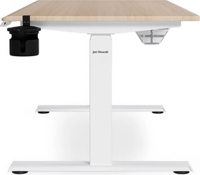 Biurko elektryczne z regulacją wysokości ergonomiczne białe/dąb sonoma,1400x700 mm: ARIA