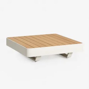 Stolik Kawowy Ogrodowy Kwadratowy 90x90 Cm Z Aluminium I Drewna Tekowego Yarilo Drewno Naturalne - Sklum