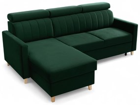 Narożnik Vario z funkcją spania uniwersalny prawo/lewostronny - zielony welur Bluvel 78