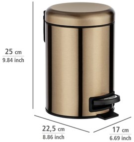 Kosz na śmieci z pedałem w miedzianym kolorze Wenko Leman, 3 l