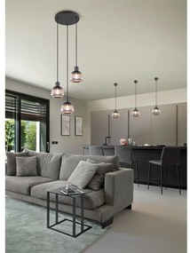 Czarna lampa wisząca ze szklanym kloszem ø 22 cm Tarifa – Trio