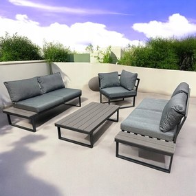 Modułowy narożnik ogrodowy ze stolikiem Tenerife MAS-NM-28, kolor szary