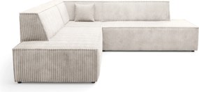 Masseno Narożnik TESSO z funkcją spania i pojemnikiem na pościel Narozniki L, Rozkładana sofa - Kremowy, TILIA 01