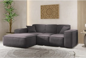 Narożnik w kształcie L SIENA, tkanina Poso, Ciemnoszary, Lewy