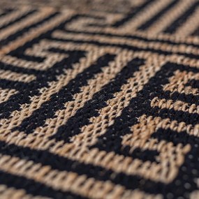 Czarno-naturalny dywan z mieszanki juty tkany ręcznie 120x170 cm Meander Jute – Flair Rugs