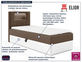 Brązowe jednoosobowe łóżko kontynentalne 3 rozmiary - Fenarro