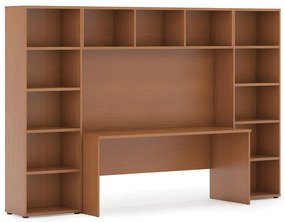 Biblioteka INTEGRO z wbudowanym biurkiem, niska, 2950x700/400x1920 mm, czereśnia