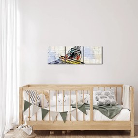 Obraz - Cyfrowa grafika wieży Eiffla (z zegarem) (90x30 cm)