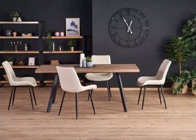 Stół rozkładany Sandwi 160-220 cm z płyty laminowanej o orzechowym wykończeniu i czarnymi nogami