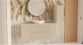 Szafka pod umywalkę WENA, z 2 drzwiami i 2 szufladami, ryflowane fronty, Willy, 140x60x47 cm, Kaszmir