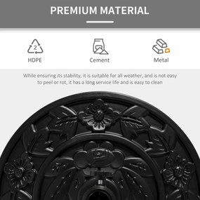 Outsunny stojak na parasol półokrągły 9kg wzór kwiatowy HDPE cement stabilny i dekoracyjny | Aosom PL