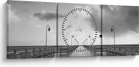 Obraz - Promenada nad wybrzeżem (z zegarem) (90x30 cm)
