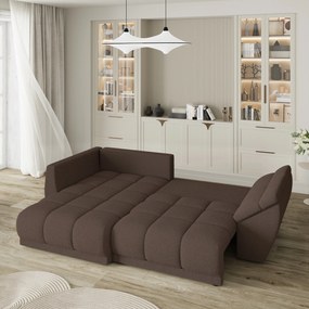 Masseno Narożnik ORENTI z funkcją spania i pojemnikiem na pościel Narozniki L, Rozkładana sofa - Brązowy, QUELLE 25