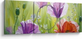Obraz - Maki (z zegarem) (90x30 cm)
