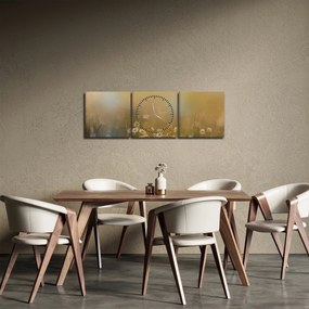 Obraz - Obraz olejny stokrotek (z zegarem) (90x30 cm)