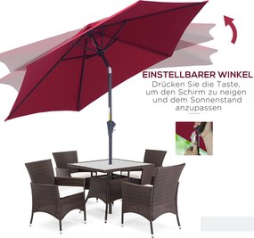 Outsunny Parasol Przegubowy Ogrodowy z Korbką Ręczną Czarny Ø2,7x2,35m | Aosom PL