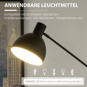 HOMCOM Lampa Podłogowa Styl Przemysłowy Regulowana Wysokość Przełącznik Podłogowy Czarna 30x30x131cm | Aosom PL