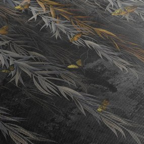 Obraz - Gałązki wierzby na czarnym tle (z zegarem) (90x30 cm)