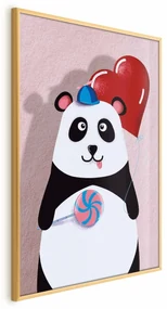 Plakat Panda z balonikiem 21x30 cm z ramą złotą bez marginesu ARTGEIST B