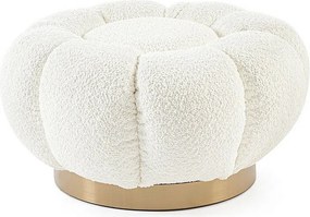 Biała pufa z tkaniny z efektem bouclé - FLOREL