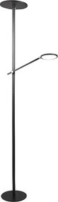 Regina - Czarna lampa stojąca LED z metalu wys. 180 cm Fabas Luce - 2 lampy o mocy 36 W i 12 W ze zintegrowaną diodą LED 3000 K