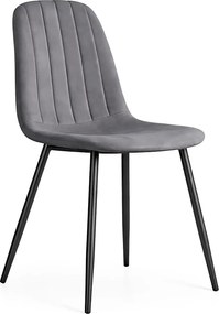 Ciemnoszare welurowe krzesło metalowe L5-S28