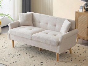 Kanapa tapicerowana z weluru 2-osobowa - 162x74x77 cm - Beżowa