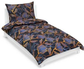 Bellatex Pościel bawełniana Kwiat ciemnoniebieski,140 x 200 cm, 70 x 90 cm