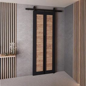 Drzwi Przesuwne QUDIO M1 Czarny + Dąb Craft Złoty 60