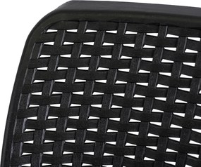 Zestaw Mebli Ogrodowych Stół ARGOS 140-180 cm Dąb/Czarny i 6x Fotel FRESNO Czarny Technorattan Nowoczesny