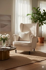 Beżowy tapicerowany fotel wypoczynkowy Z5-R84