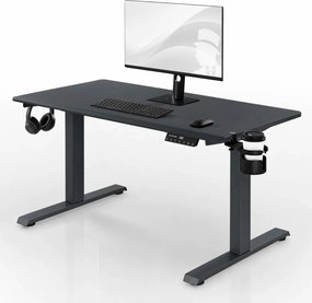 Biurko elektryczne z regulacją wysokości ergonomiczne antracytowe,1200x600 mm: ARIA