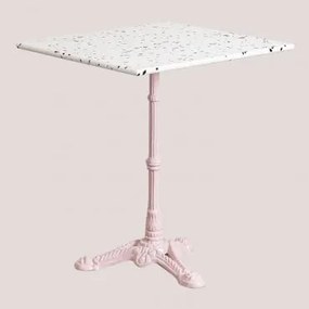 Kwadratowy Stolik Barowy 60x60 Cm Z Lastryko Azteca Terrazzo Kość Słoniowa I Czerń - Różowa Wata Cukrowa - Sklum
