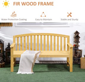 Outsunny 2-osobowa ławka ogrodowa z drewna, odporne siedzisko, meble ogrodowe z oparciem, nośność 240 kg 140 x 50 x 85 cm, Pomarańczowy | Aosom PL