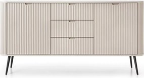 Komoda nowoczesna Fulgeo 168cm szuflady szafki ryflowana loft glamour czarna kaszmir biała