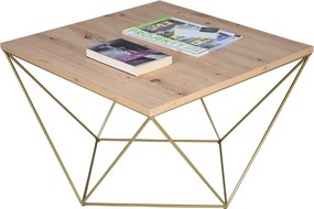 Druciany stolik kawowy dąb artisan+ złoty G7-C86