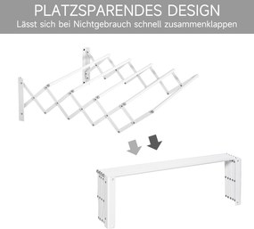 Suszarka ścienna HOMCOM wieszak ścienny wysuwana suszarka do ubrań metalowa