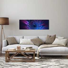 Obraz - abstrakcja kwiatu (z zegarem) (90x30 cm)
