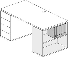 Regał biurowy BLOCK, 800 x 400 x 710 mm, biała