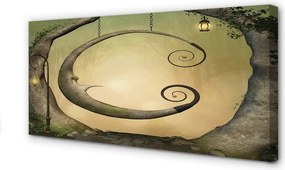 Obraz drukowany na płótnie Las Drzew i Świateł